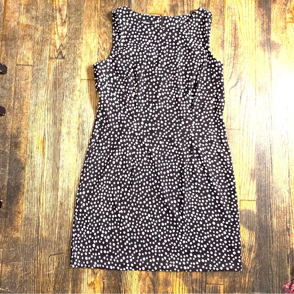 AGB Brown & White Polka Dit Sleeveless Midi Dress size 16 - Picture 1 of 3